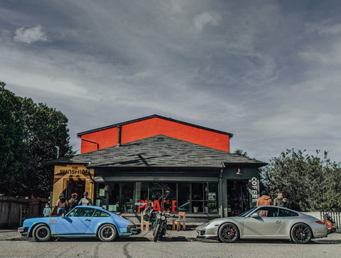 R Werk - Porsche 911 in front of Downtown Local Coffee Shop in Pescadero California